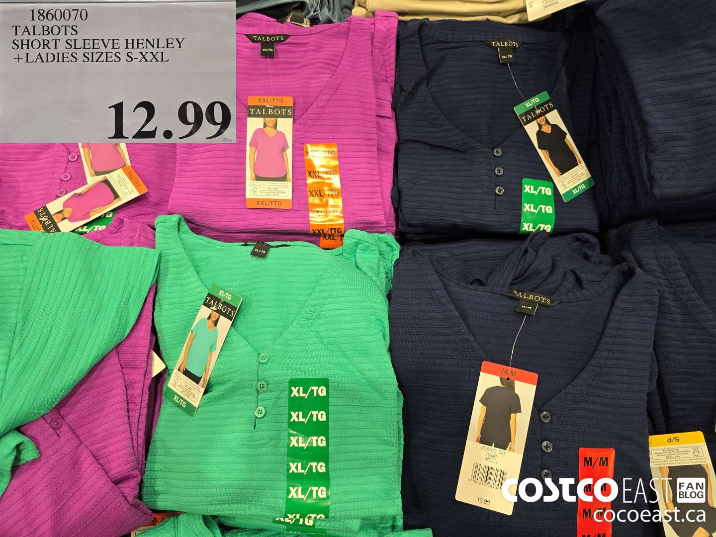 1860070 TALBOTS SHORT SLEEVE HENLEY +LADIES SIZES S-XXL $12.99