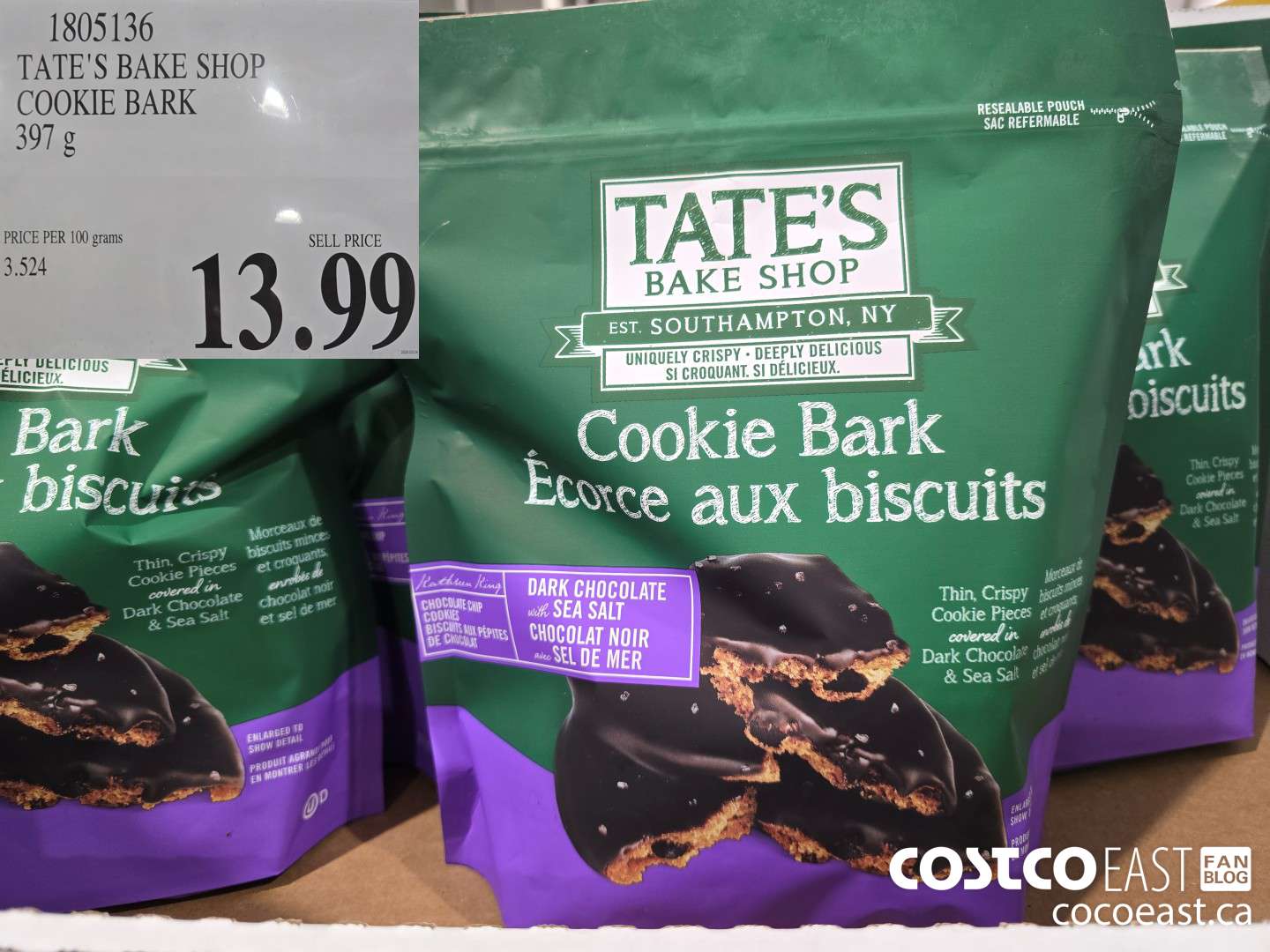 1805136 TATE'S BAKE SHOP COOKIE BARK 397 g  $13.99