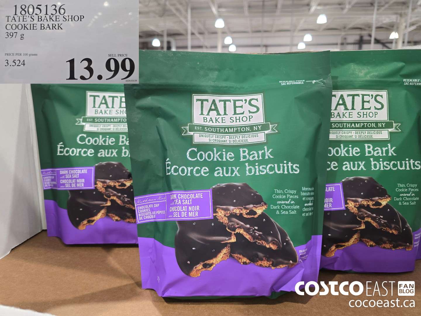 1805136 TATE'S BAKE SHOP COOKIE BARK 397 g  $13.99