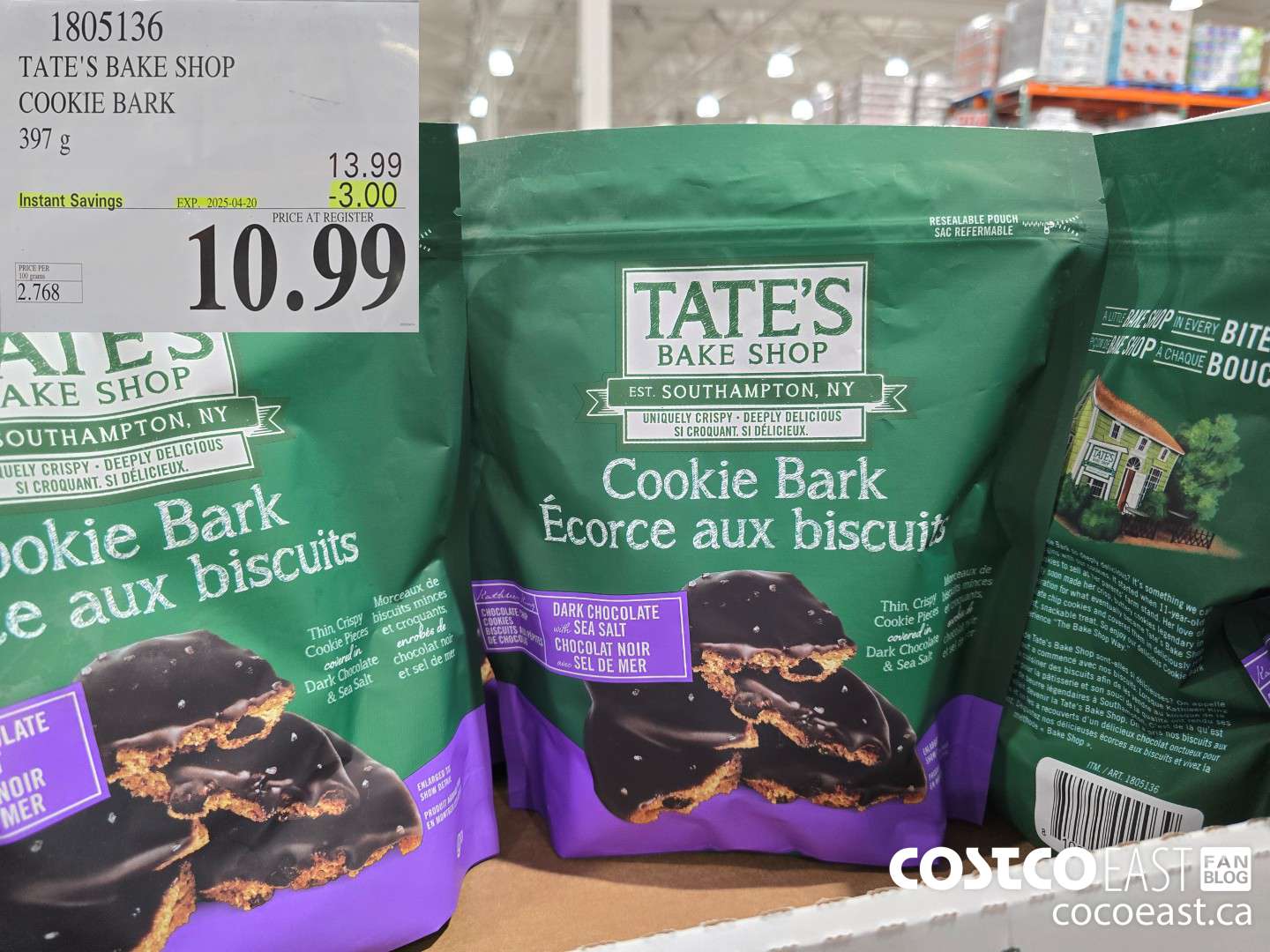 1805136 TATE'S BAKE SHOP COOKIE BARK 397 g  ($3.00 INSTANT SAVINGS EXPIRES ON 2025-04-20) $10.99