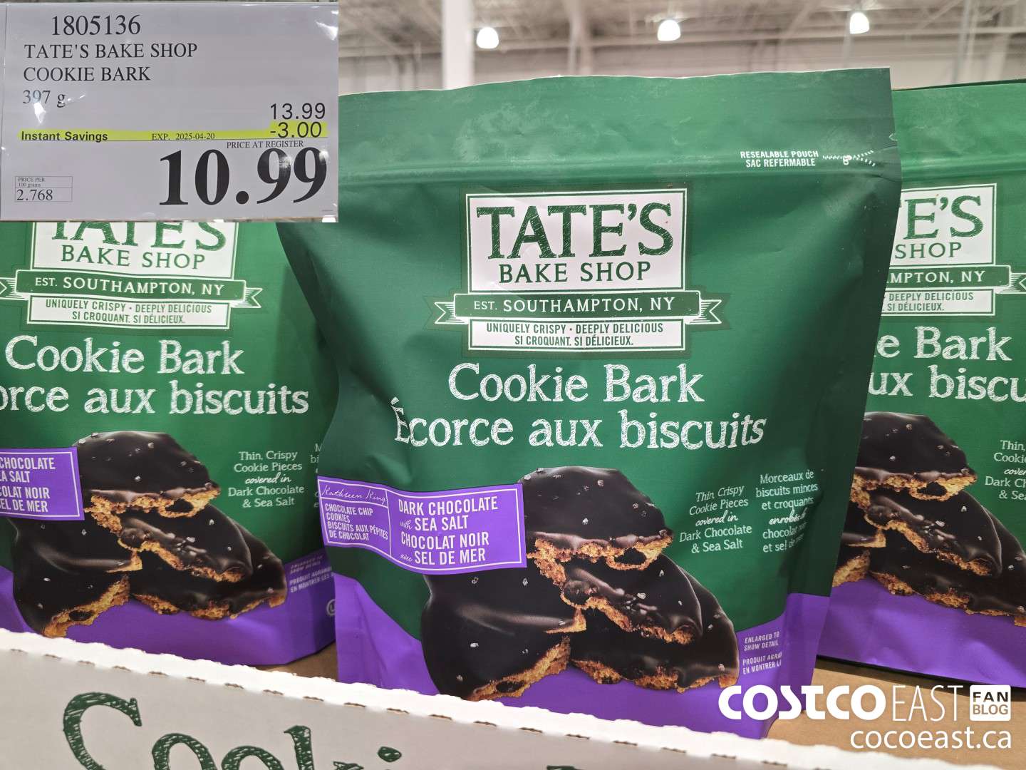 1805136 TATE'S BAKE SHOP COOKIE BARK 397 g  ($3.00 INSTANT SAVINGS EXPIRES ON 2025-04-20) $10.99