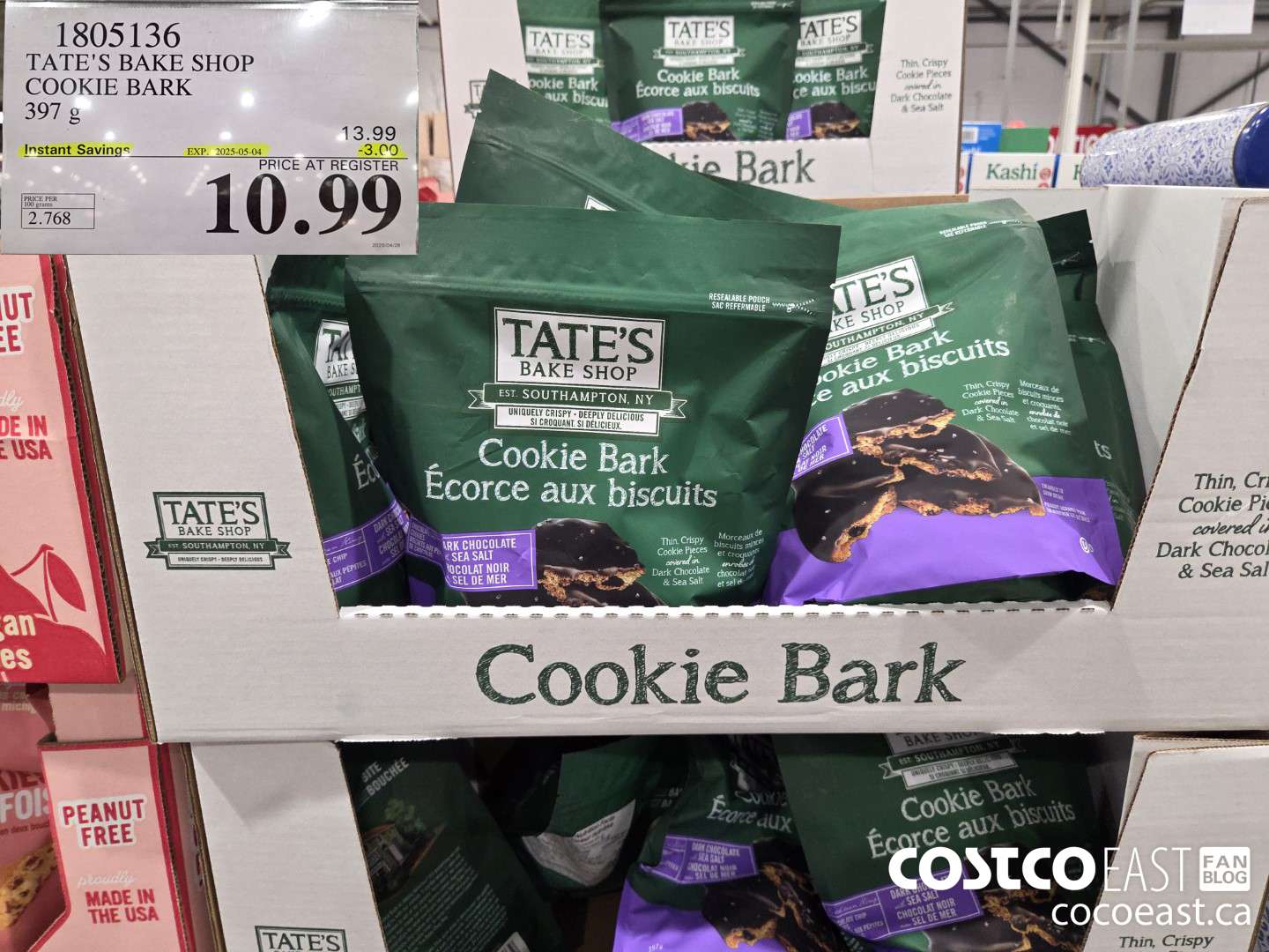 1805136 TATE'S BAKE SHOP COOKIE BARK 397 g  ($3.00 INSTANT SAVINGS EXPIRES ON 2025-06-04) $10.99