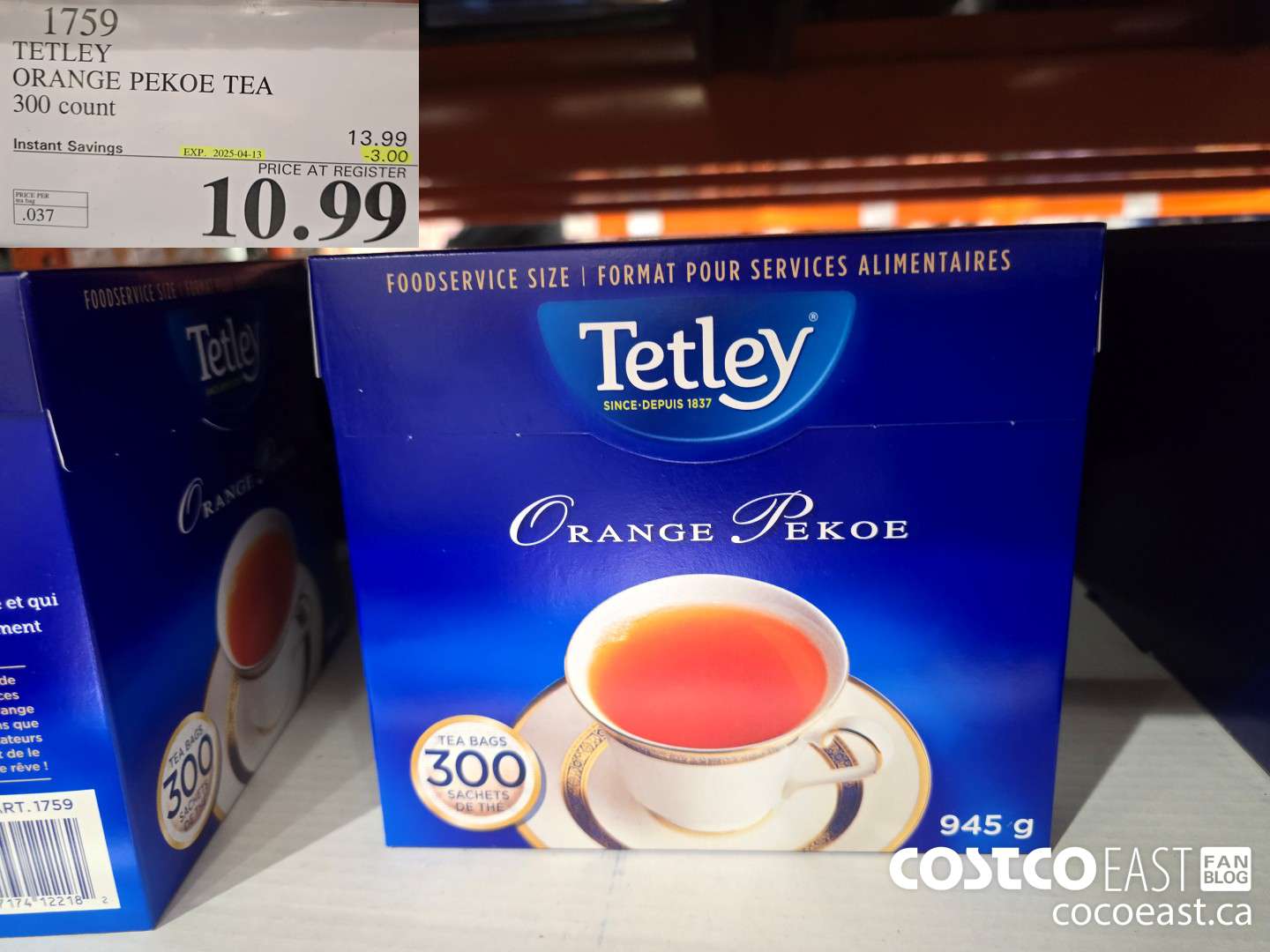 1759 TETLEY ORANGE PEKOE TEA 300 COUNT ($3.00 INSTANT SAVINGS EXPIRES ON 2025-04-13) $10.99