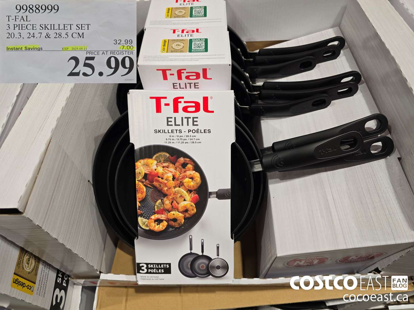 9988999 T-FAL 3 PIECE SKILLET SET 20.3, 24.7, & 28.5 CM ($7.00 INSTANT SAVINGS EXPIRES ON 2025-05-11) $25.99