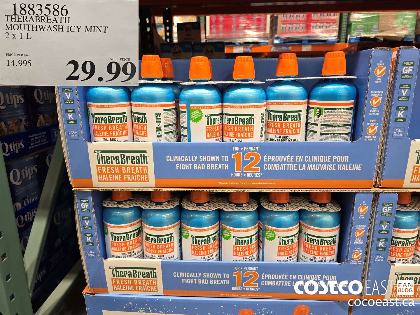 1883586 THERABREATH MOUTHWASH ICY MINT 2 X 1 L $29.99