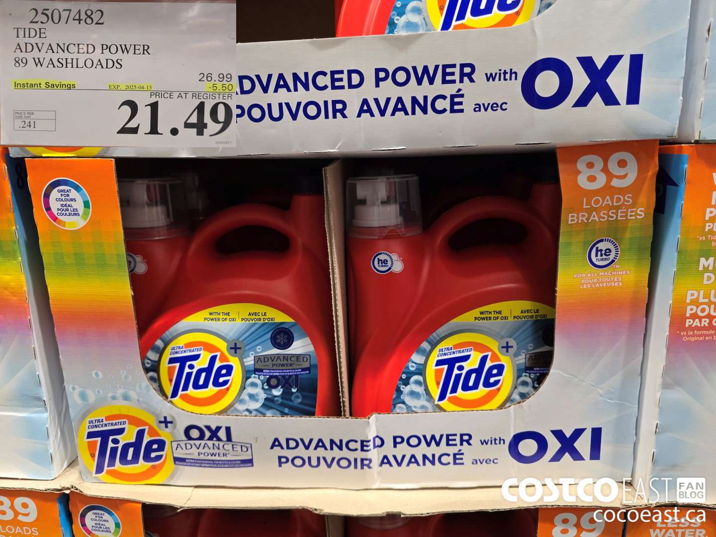 2507482 TIDE ADVANCED POWER 89 WASHLOADS ($5.50 INSTANT SAVINGS EXPIRES ON 2025-04-13) $21.49