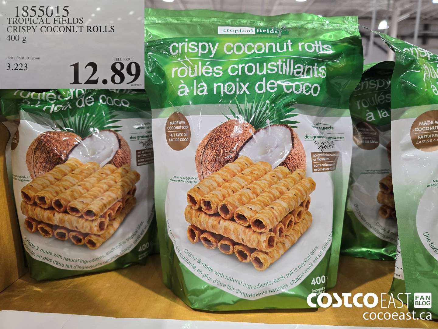 1855015 TROPICAL FIELDS CRISPY COCONUT ROLLS 400 g $12.89