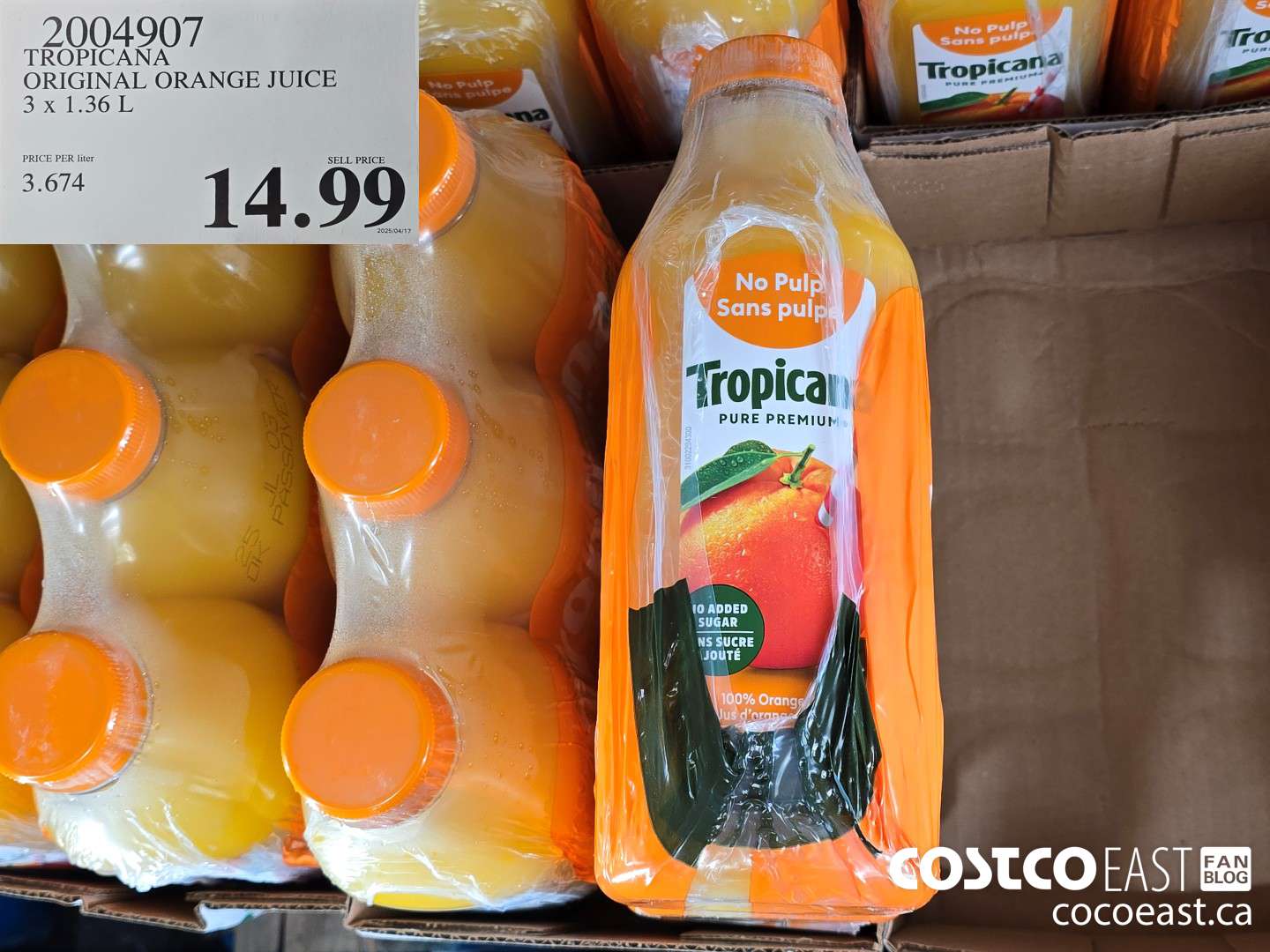 2004907 TROPICANA ORIGINAL ORANGE JUICE 3x 1.36L $14.99