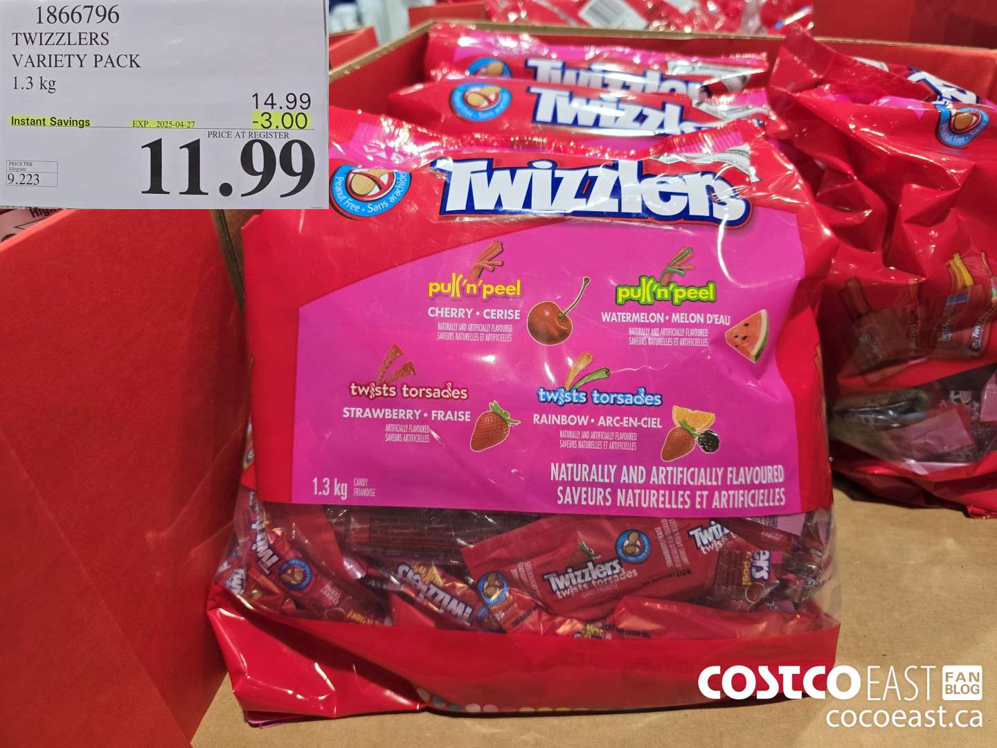 1866796 TWIZZLERS VARIETY PACK 1.3 KG ($3.00 INSTANT SAVINGS EXPIRES ON 2025-04-27) $11.99
