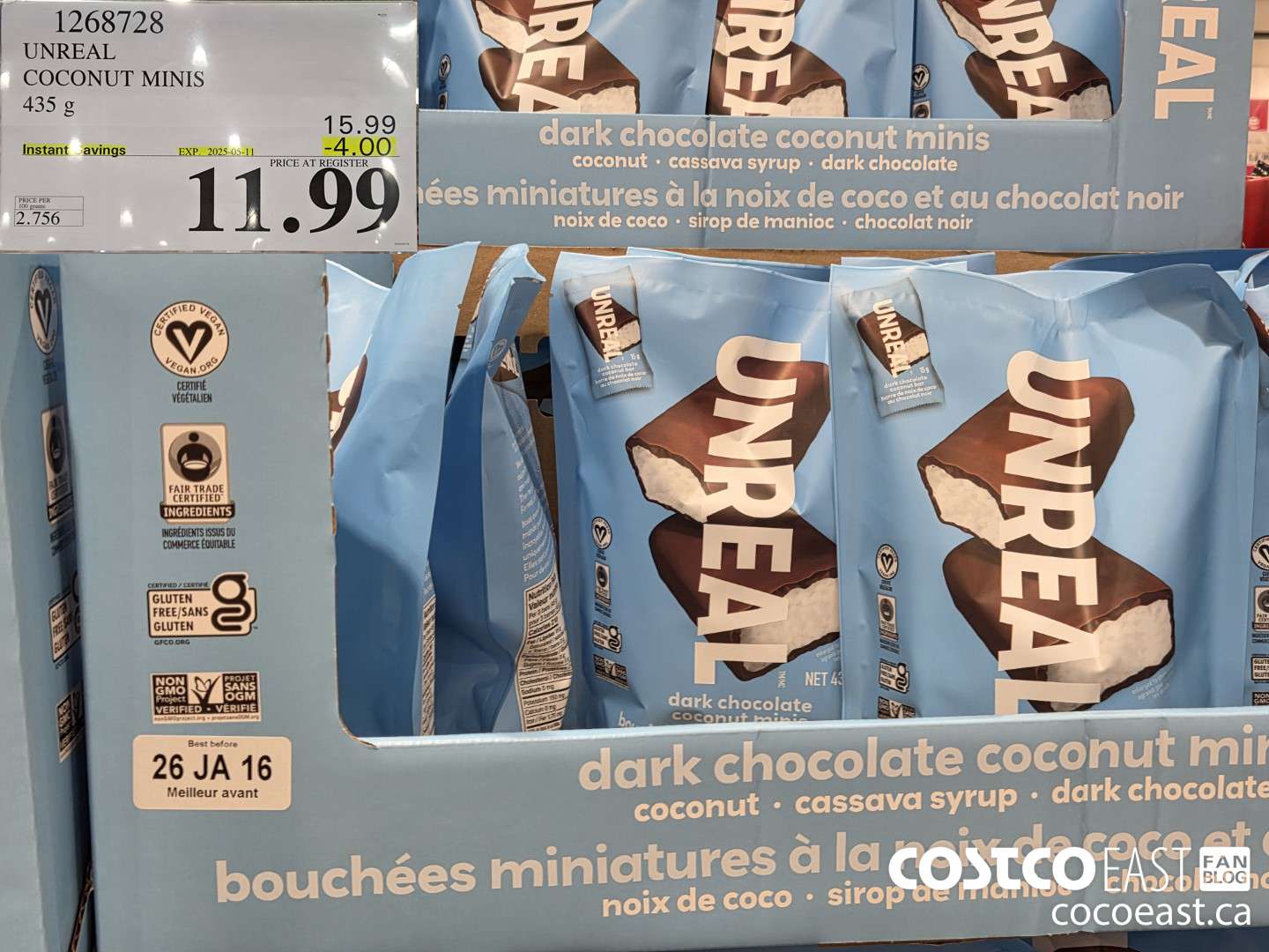 1268728 UNREAL COCONUT MINIS 435g ($4.00 INSTANT SAVINGS EXPIRES ON 2025-05-11) $11.99