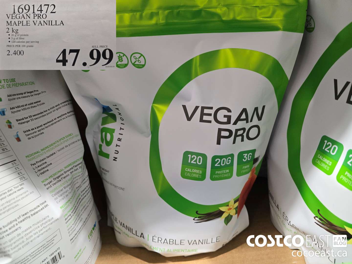 1691472 VEGAN PRO MAPLE VANILLA 2 KG $47.99