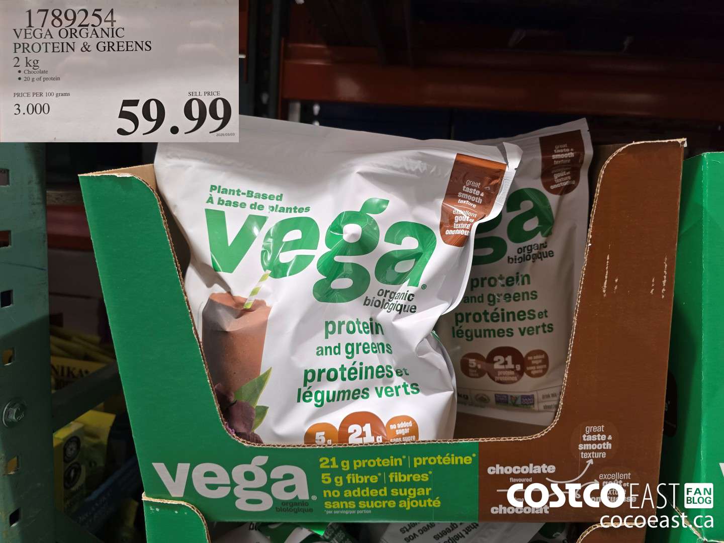 1789254 VEGA ORGANIC PROTEIN & GREENS 2 kg $59.99