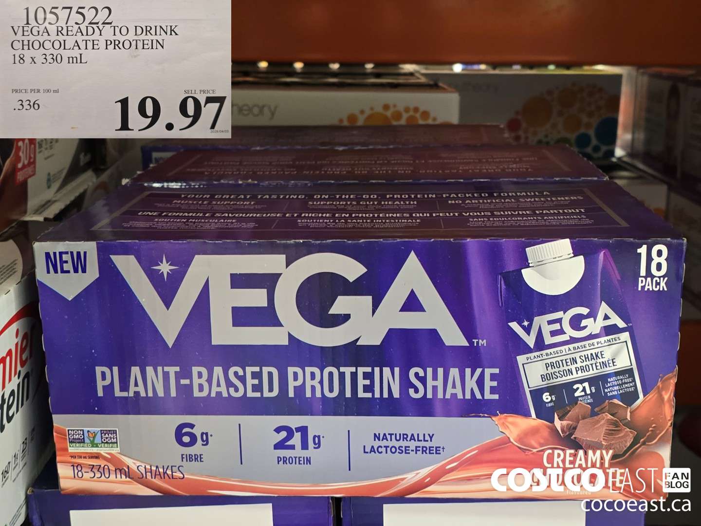 1057522 VEGA READY TO DRINK CHOCOLATE PROTEIN 18 x 330 mL $19.97