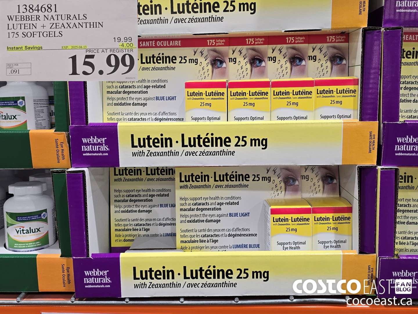 1384681 WEBBER LUTEIN 25 MG 175 SOFTGELS ($4.00 INSTANT SAVINGS EXPIRES ON 2025-04-13) $15.99