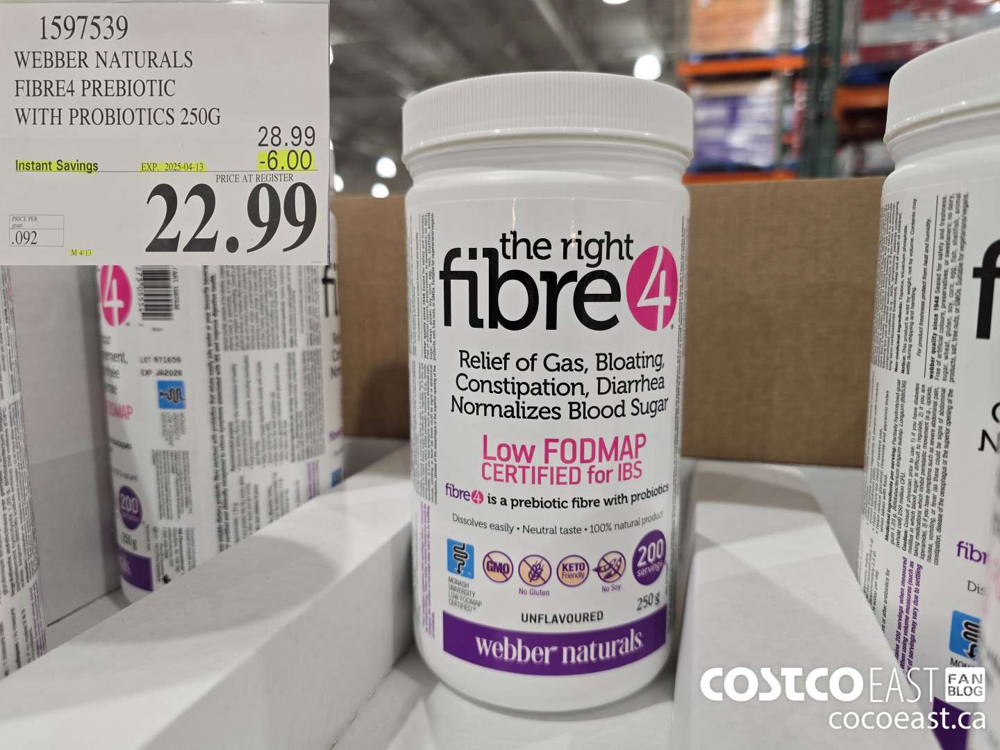 1597539 WEBBER NATURALS FIBRE4 PREBIOTIC 250G M ($6.00 INSTANT SAVINGS EXPIRES ON 2025-04-13) $22.99