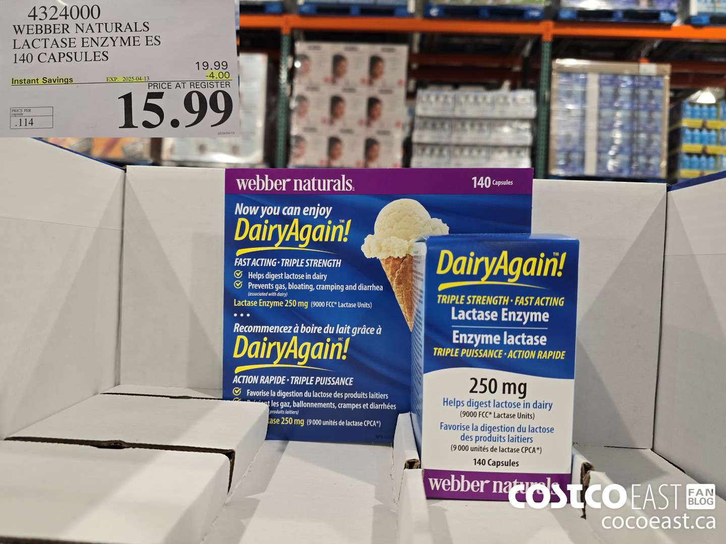 4324000 WEBBER NATURALS LACTASE ENZYME ES 140 CAPSULES ($4.00 INSTANT SAVINGS EXPIRES ON 2025-04-13) $15.99
