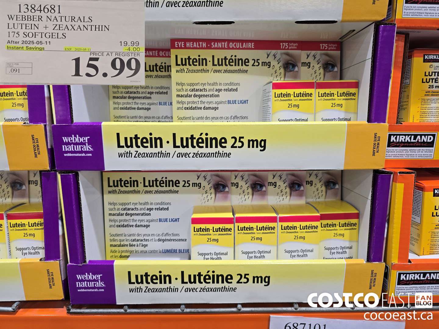 1384681 WEBBER NATURALS LUTEIN + ZEAXANTHIN 25 MG 175 SOFTGELS ($4.00 INSTANT SAVINGS EXPIRES ON 2025-05-11) $15.99