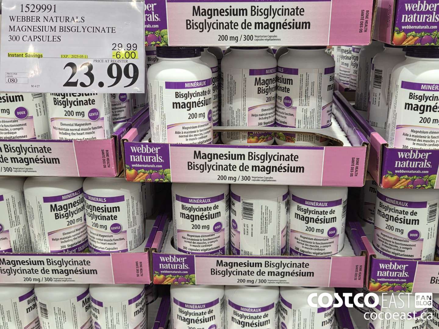 1529991 WEBBER NATURALS MAGNESIUM BISGLYCINATE 300 CAPSULES ($6.00 INSTANT SAVINGS EXPIRES ON 2025-05-11) $23.99