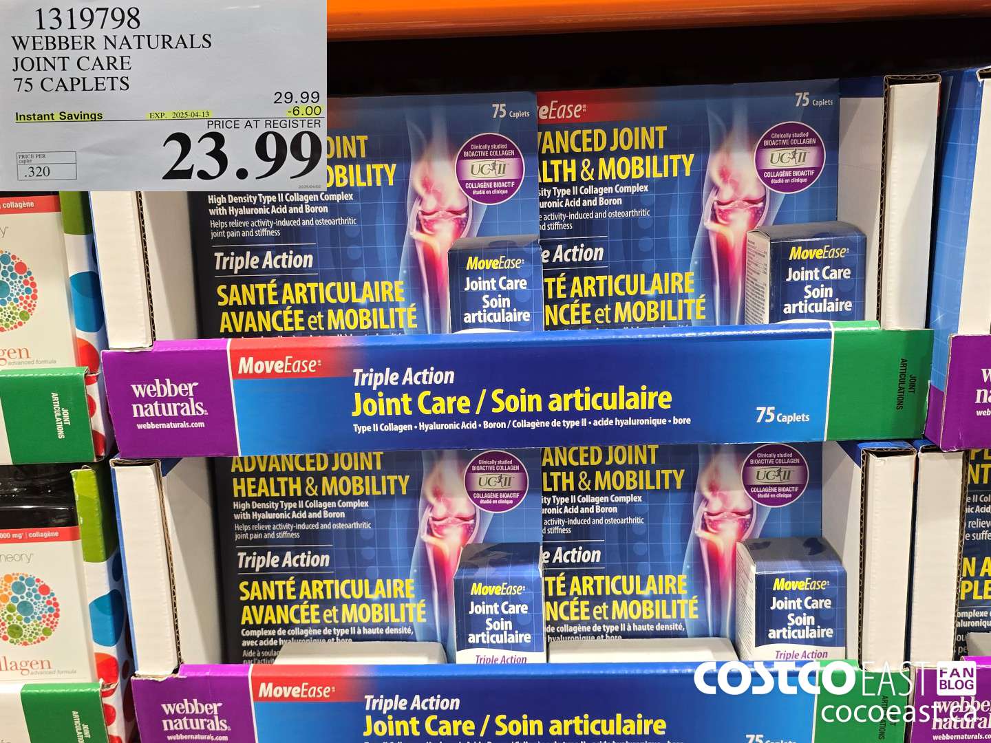 1319798 WEBBER NATURALS MOVEEASE JOINT CARE 75 CAPLETS ($6.00 INSTANT SAVINGS EXPIRES ON 2025-04-13) $23.99