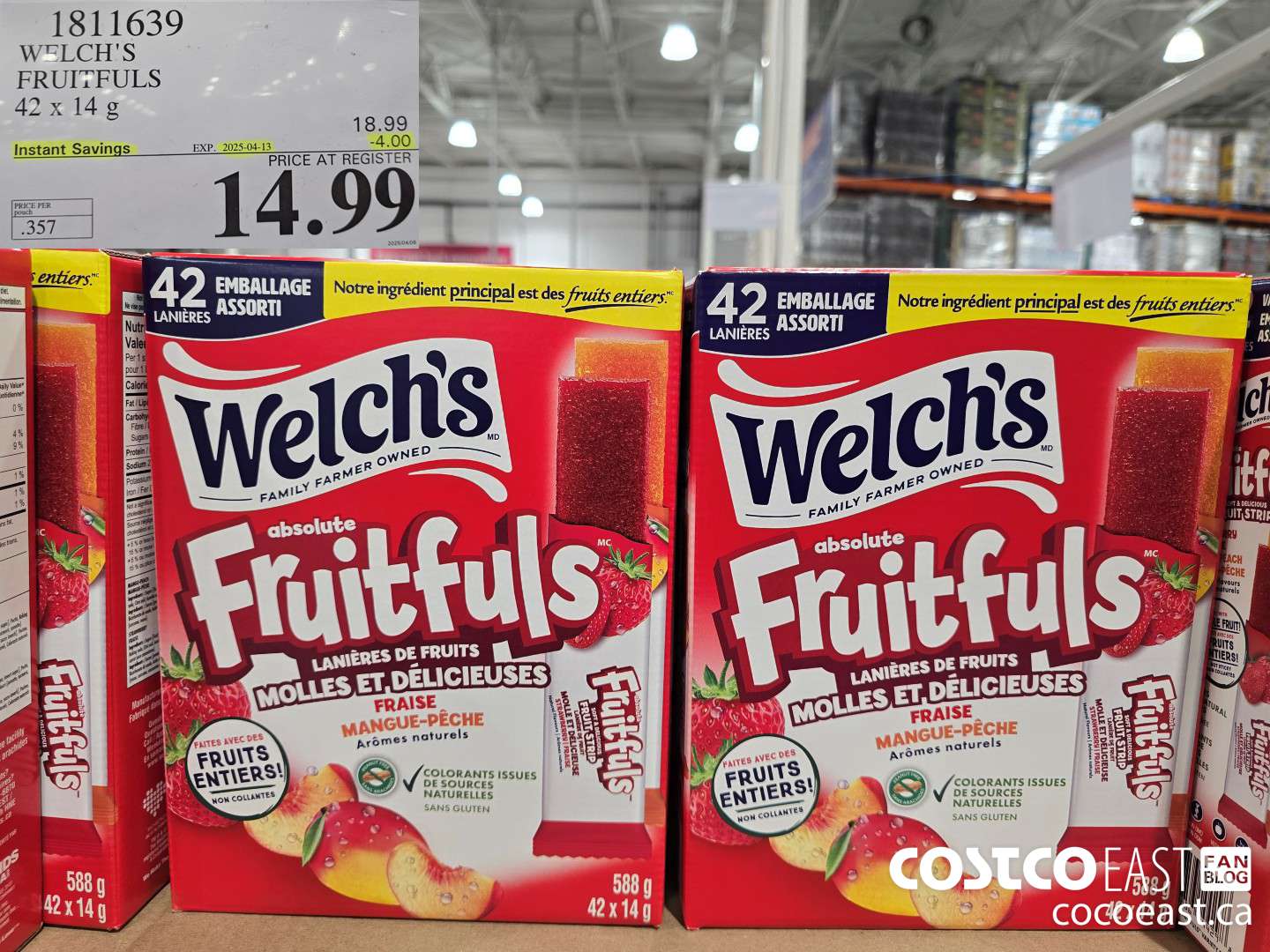 1811639 WELCH'S FRUITFULS 42 x 14 G ($4.00 INSTANT SAVINGS EXPIRES ON 2025-04-13) $14.99