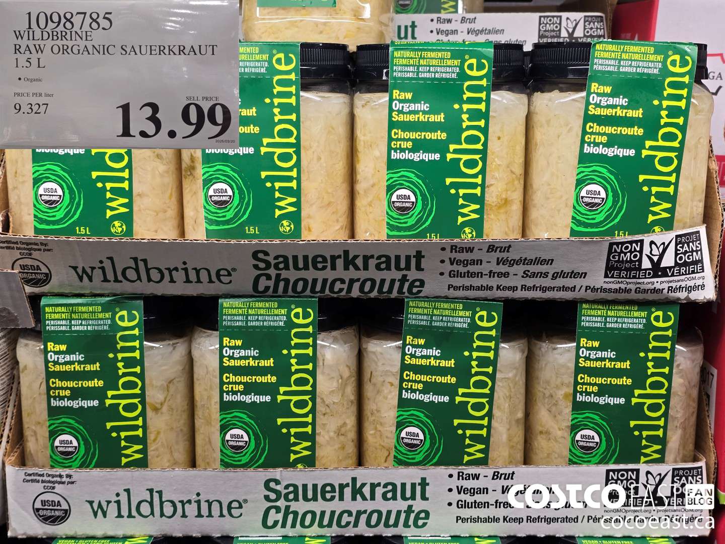1098785 WILDBRINE RAW ORGANIC SAUERKRAUT 1.5 L $13.99