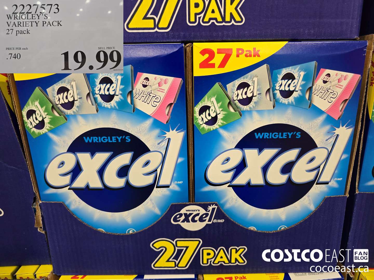 2227573 WRIGLEY'S VARIETY PACK 27 PACK $19.99