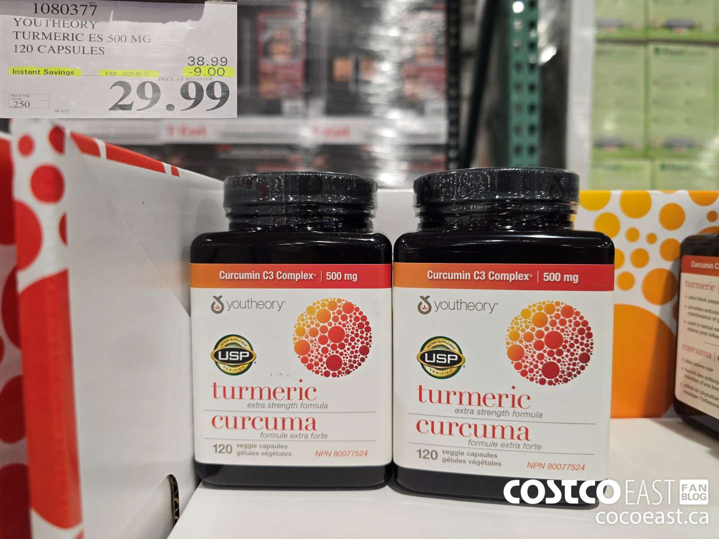 1080377 YOUTHEORY TUMERIC ES 120 VEGGIE CAPSULES ($9.00 INSTANT SAVINGS EXPIRES ON 2025-05-11) $29.99