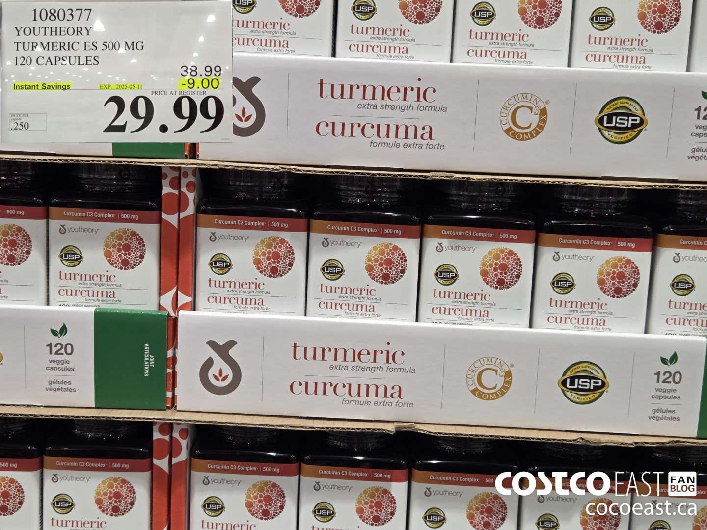 1080377 YOUTHEORY TUMERIC ES 120 VEGGIE CAPSULES ($9.00 INSTANT SAVINGS EXPIRES ON 2025-05-11) $29.99