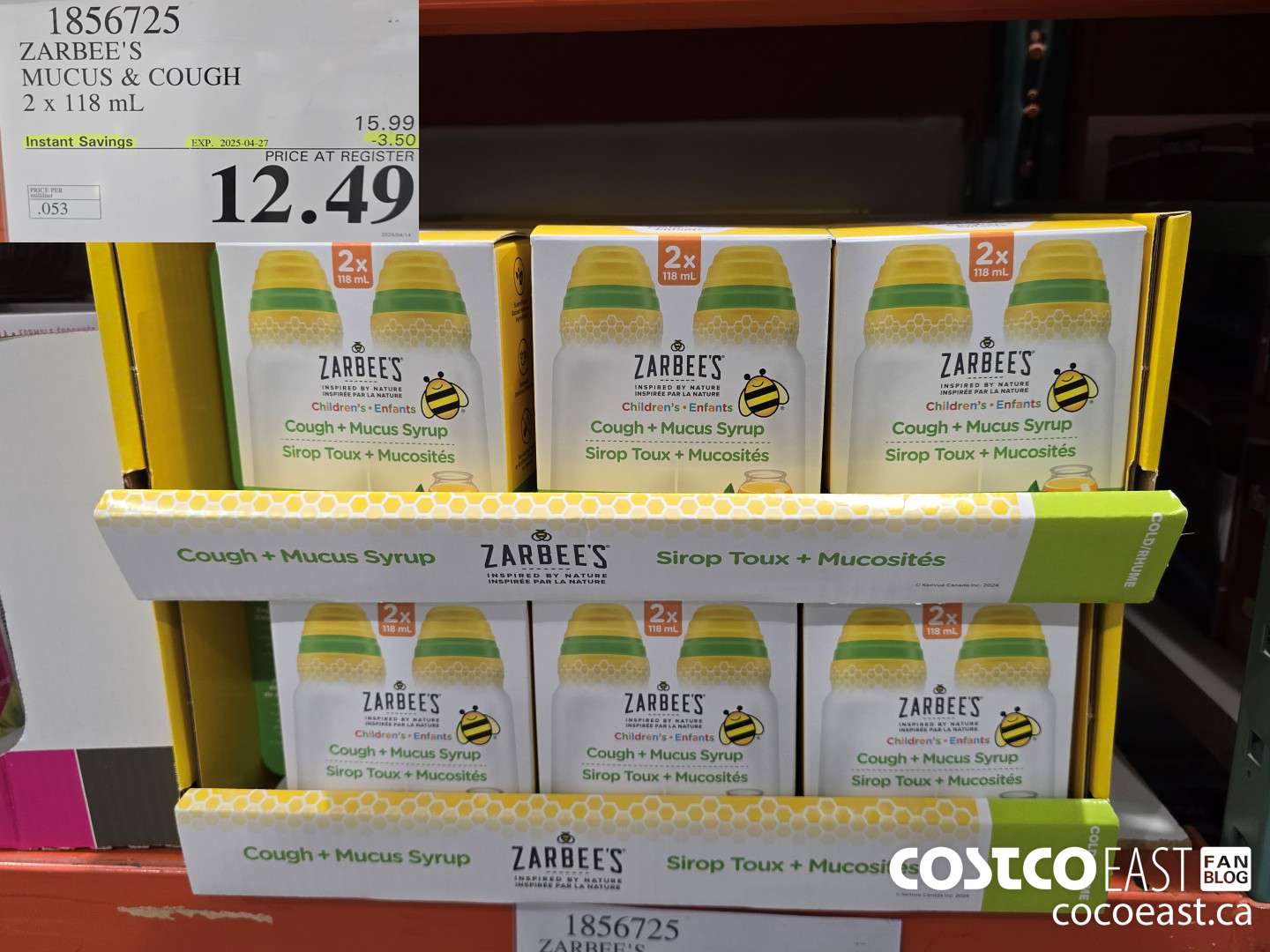 1856725 ZARBEE'S MUCUS & COUGH 2 X 118 ML ($3.50 INSTANT SAVINGS EXPIRES ON 2025-04-27) $12.49