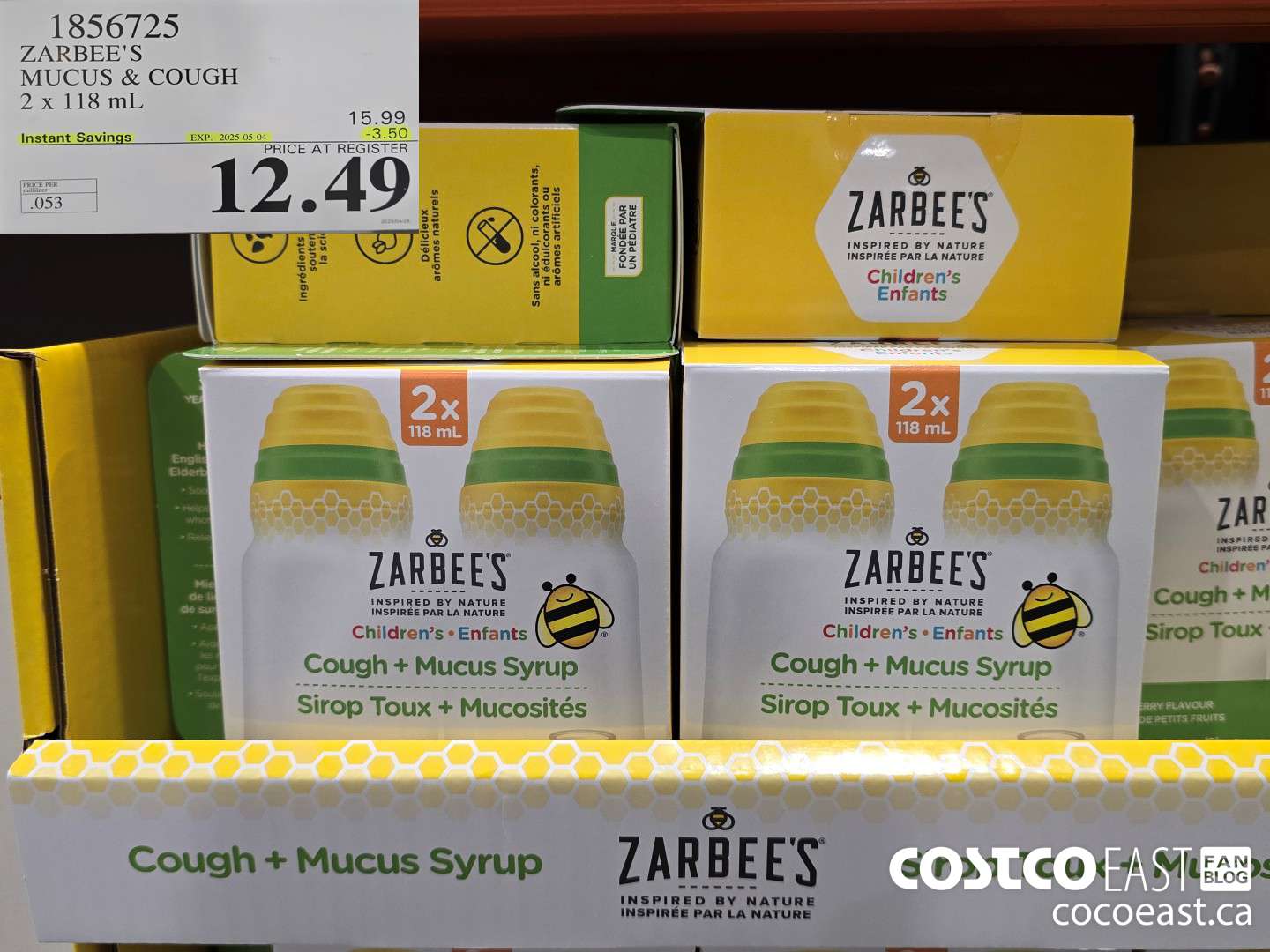 1856725 ZARBEE'S MUCUS & COUGH 2 X 118 ML ($3.50 INSTANT SAVINGS EXPIRES ON 2025-04-27) $12.49