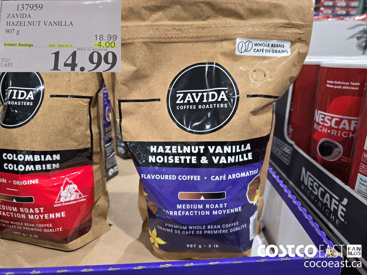 137959 ZAVIDA HAZELNUT VANILLA 907G ($4.00 INSTANT SAVINGS EXPIRES ON 2025-05-11) $14.99