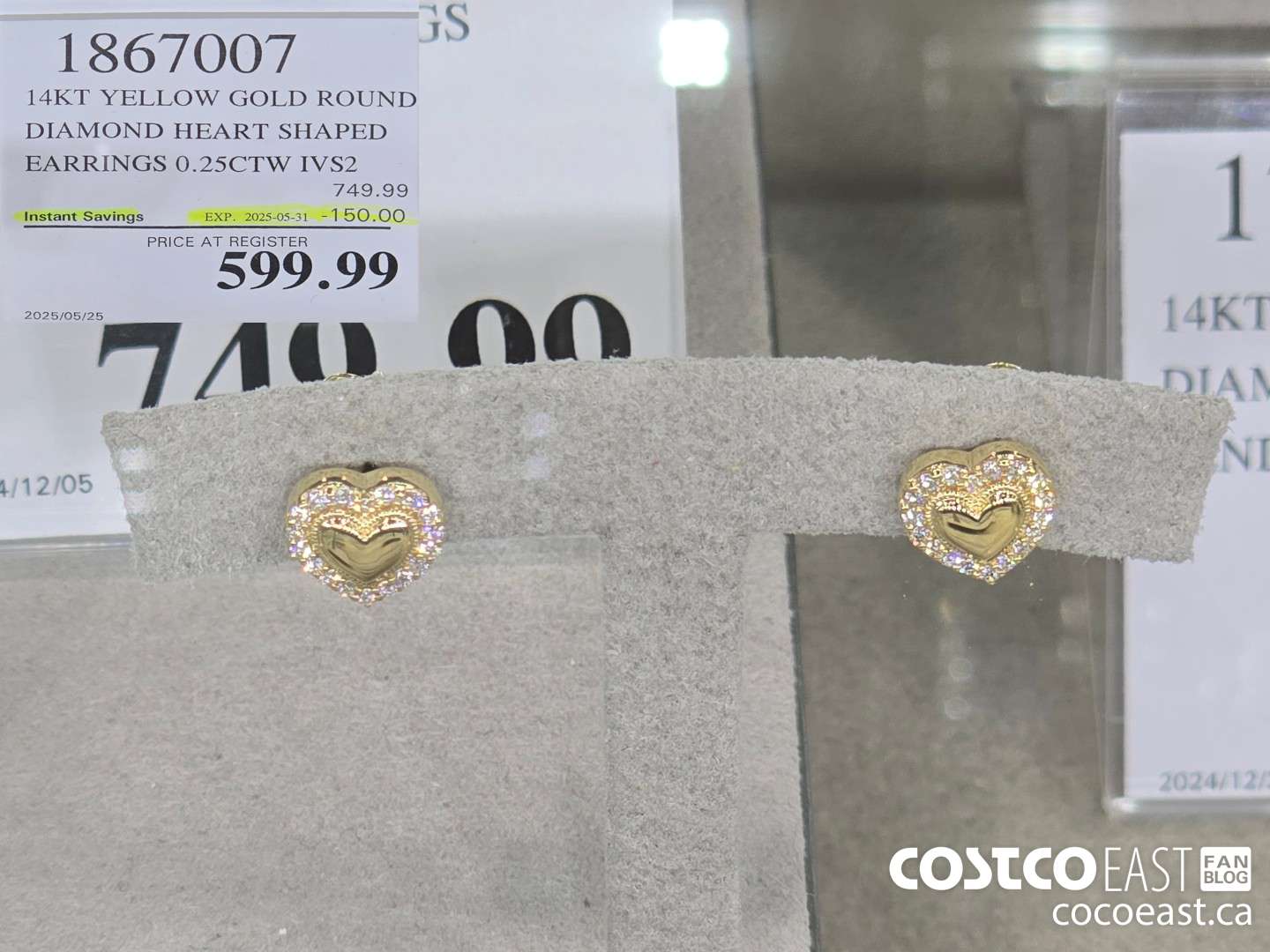 1867007 14KT YELLOW GOLD ROUND DIAMOND HEART SHAPED EARRINGS 0.25CTW IVS2 ($150.00 INSTANT SAVINGS EXPIRES ON 2025-05-31) $599.99