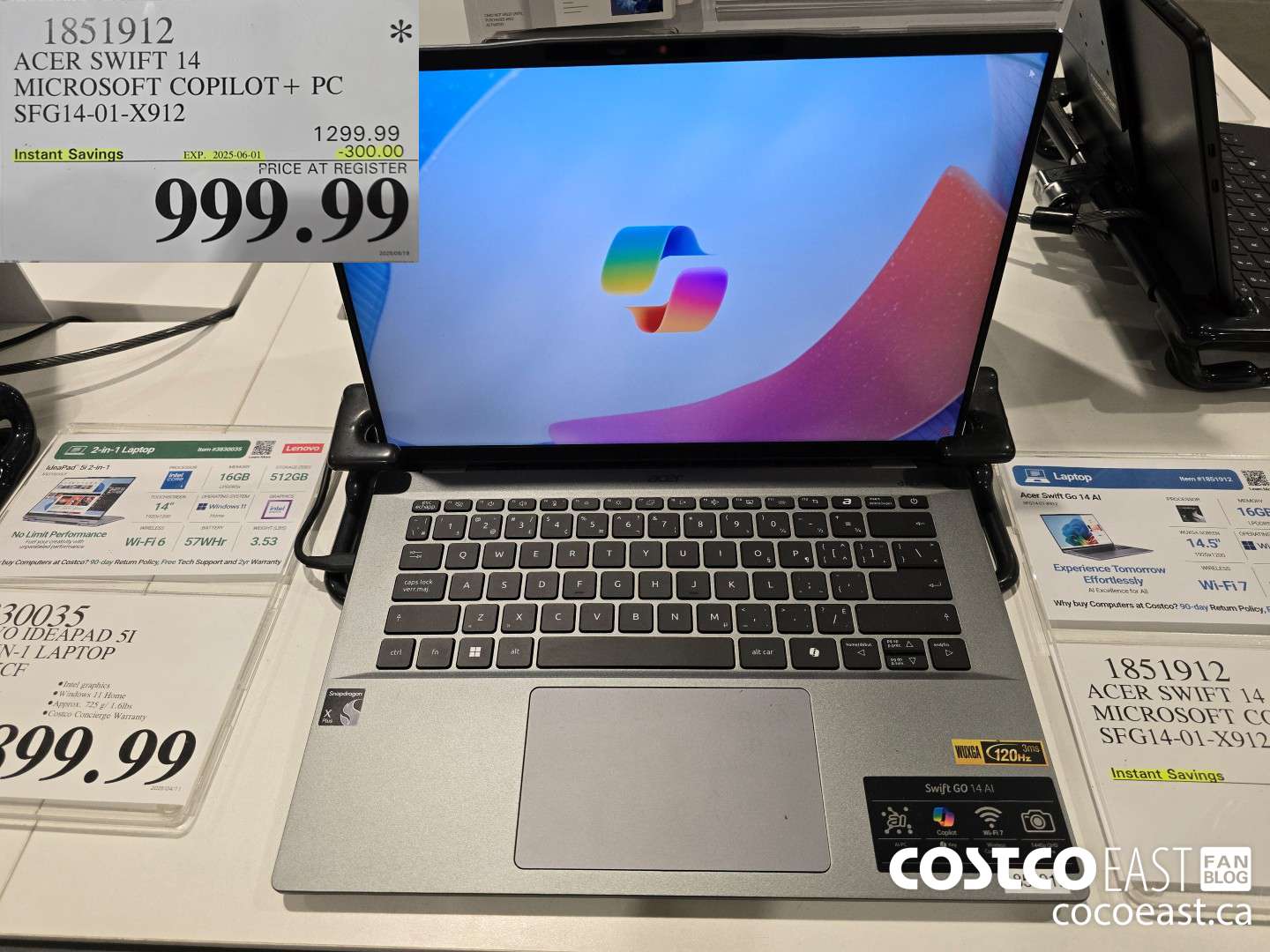 1851912 ACER SWIFT 14 MICROSOFT COPILOT+ PC SFG14-01-X912 ($300.00 INSTANT SAVINGS EXPIRES ON 2025-06-01) $999.99