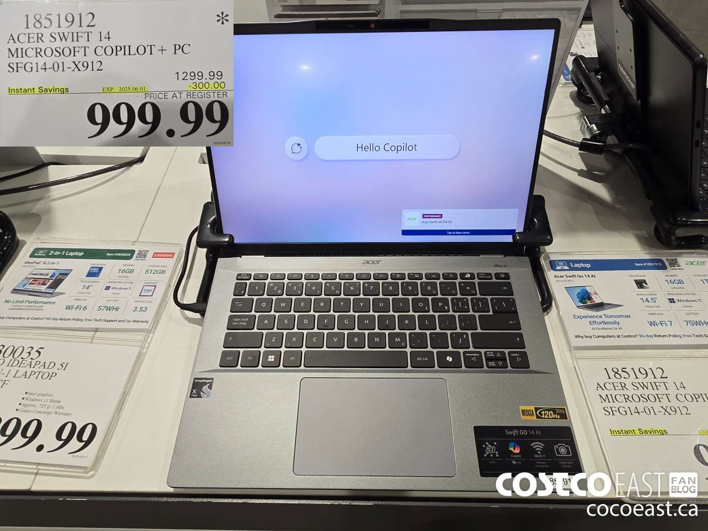 1851912 ACER SWIFT 14 MICROSOFT COPILOT+ PC SFG14-01-X912 ($300.00 INSTANT SAVINGS EXPIRES ON 2025-06-01) $999.99