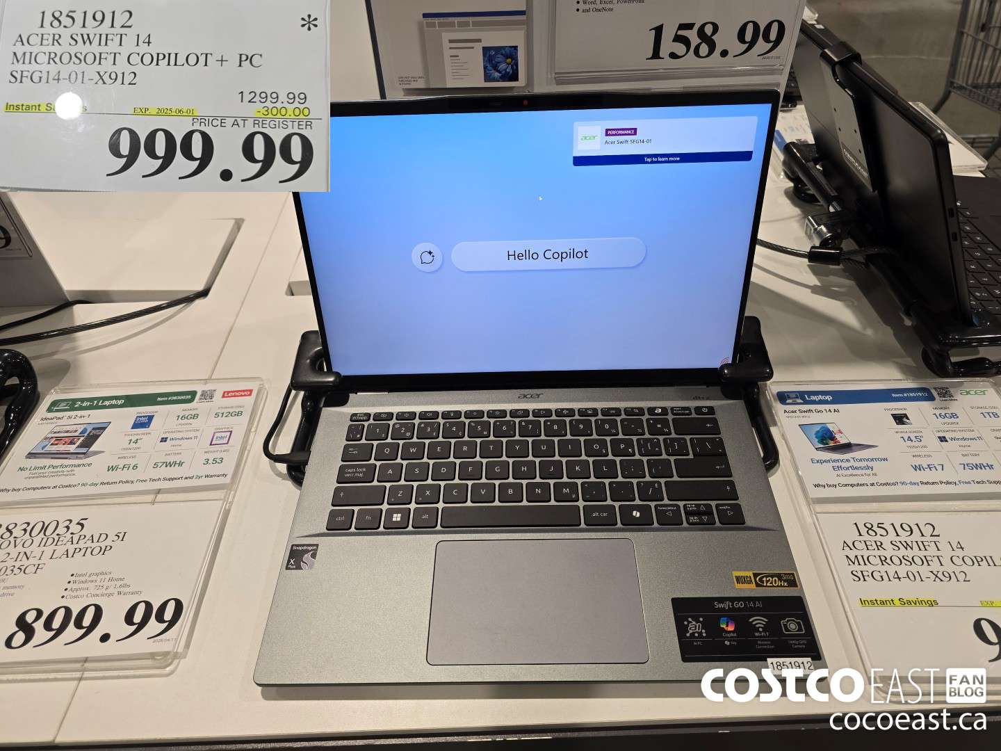 1851912 ACER SWIFT 14 MICROSOFT COPILOT+ PC SFG14-01-X912 ($300.00 INSTANT SAVINGS EXPIRES ON 2025-06-01) $999.99