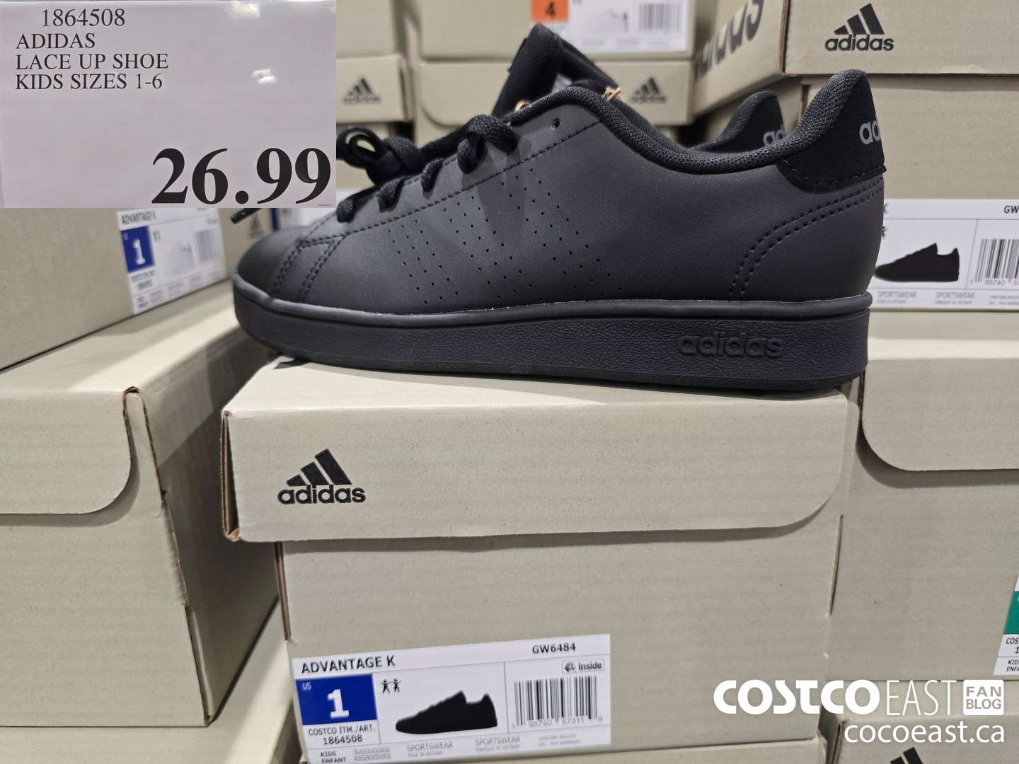 1864508 ADIDAS LACE UP SHOE KIDS SIZES 1-6 $26.99