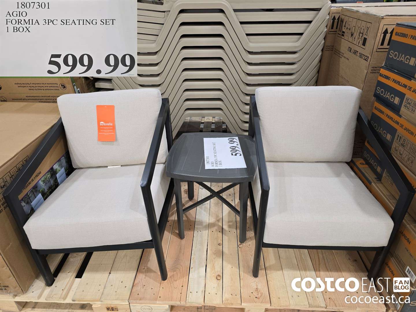 1807301 AGIO FORMIA 3PC SEATING SET 1 BOX $599.99