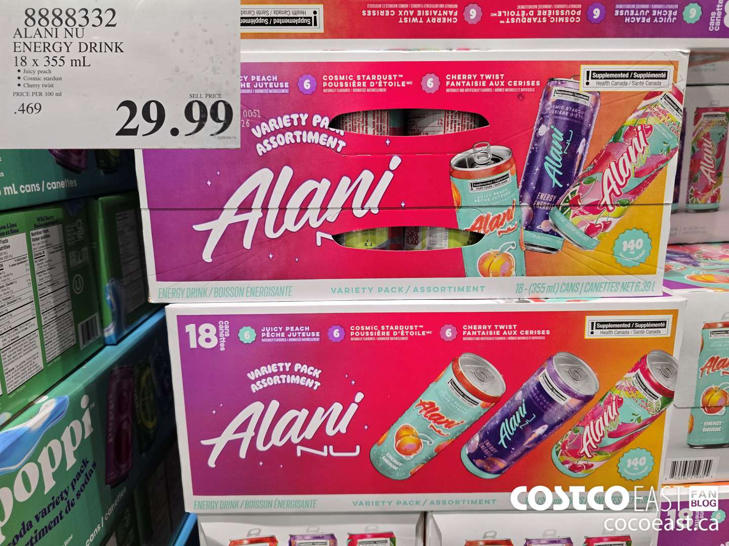 8888332 ALANI NU ENERGY DRINK 18 x 355 mL $29.99