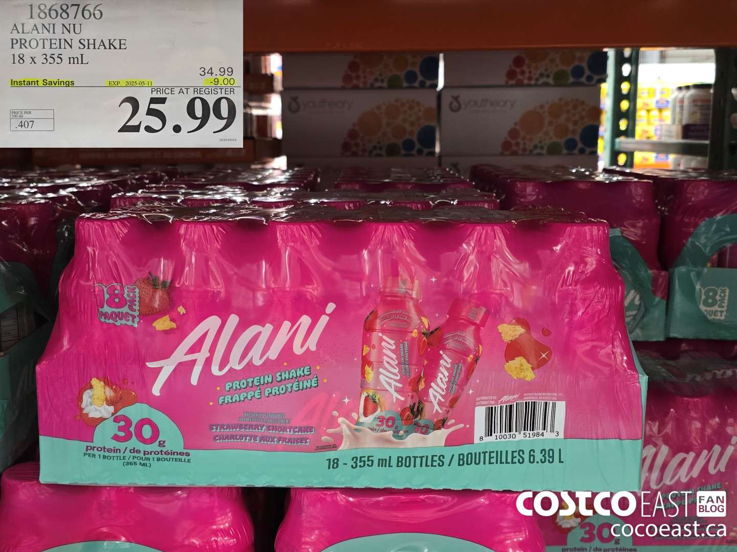 1868766 ALANI NU PROTEIN SHAKE 18 X 355 ML ($9.00 INSTANT SAVINGS EXPIRES ON 2025-05-11) $25.99
