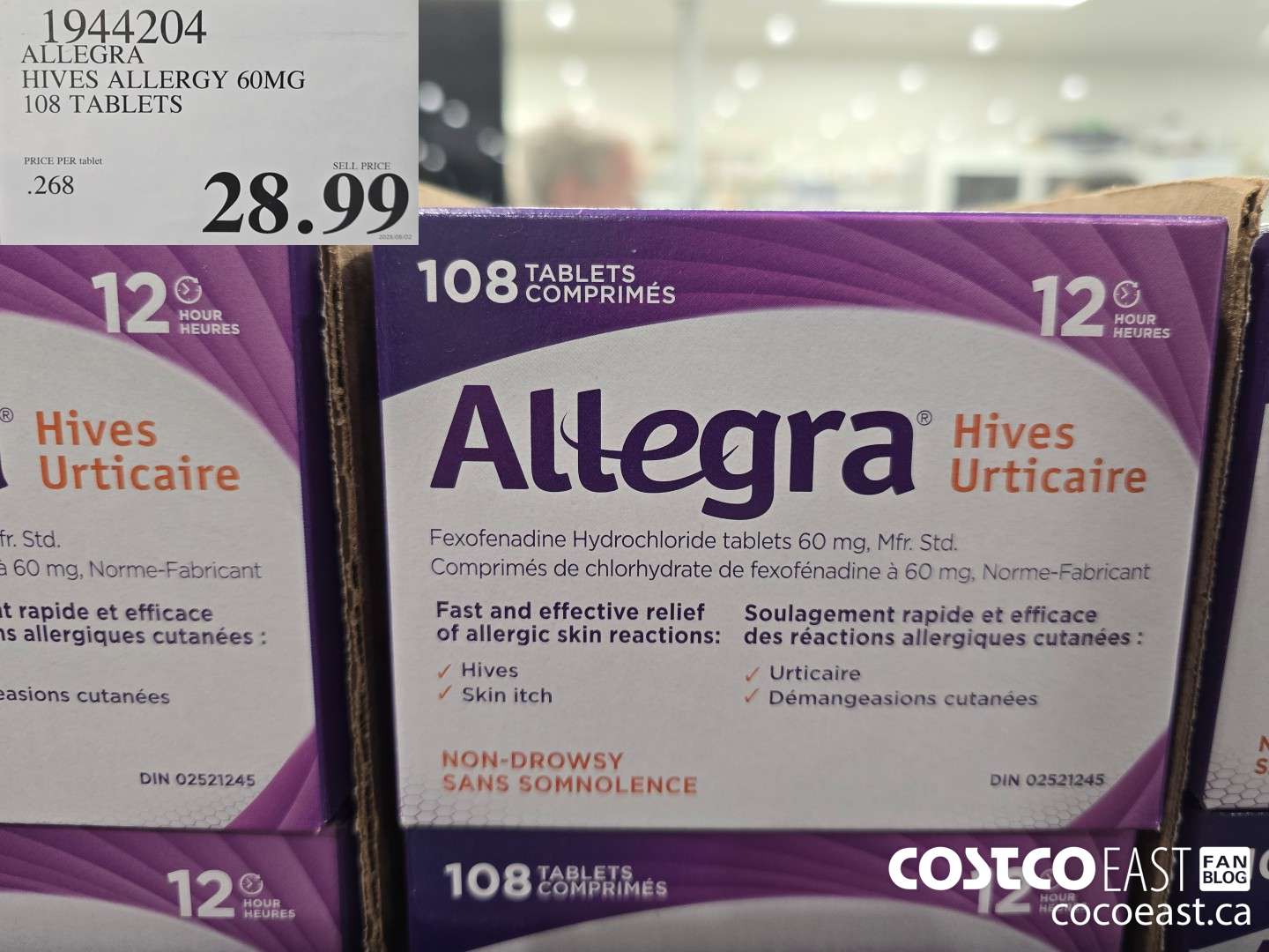 1944204 ALLEGRA HIVES ALLERGY 60MG 108 TABLETS $28.99