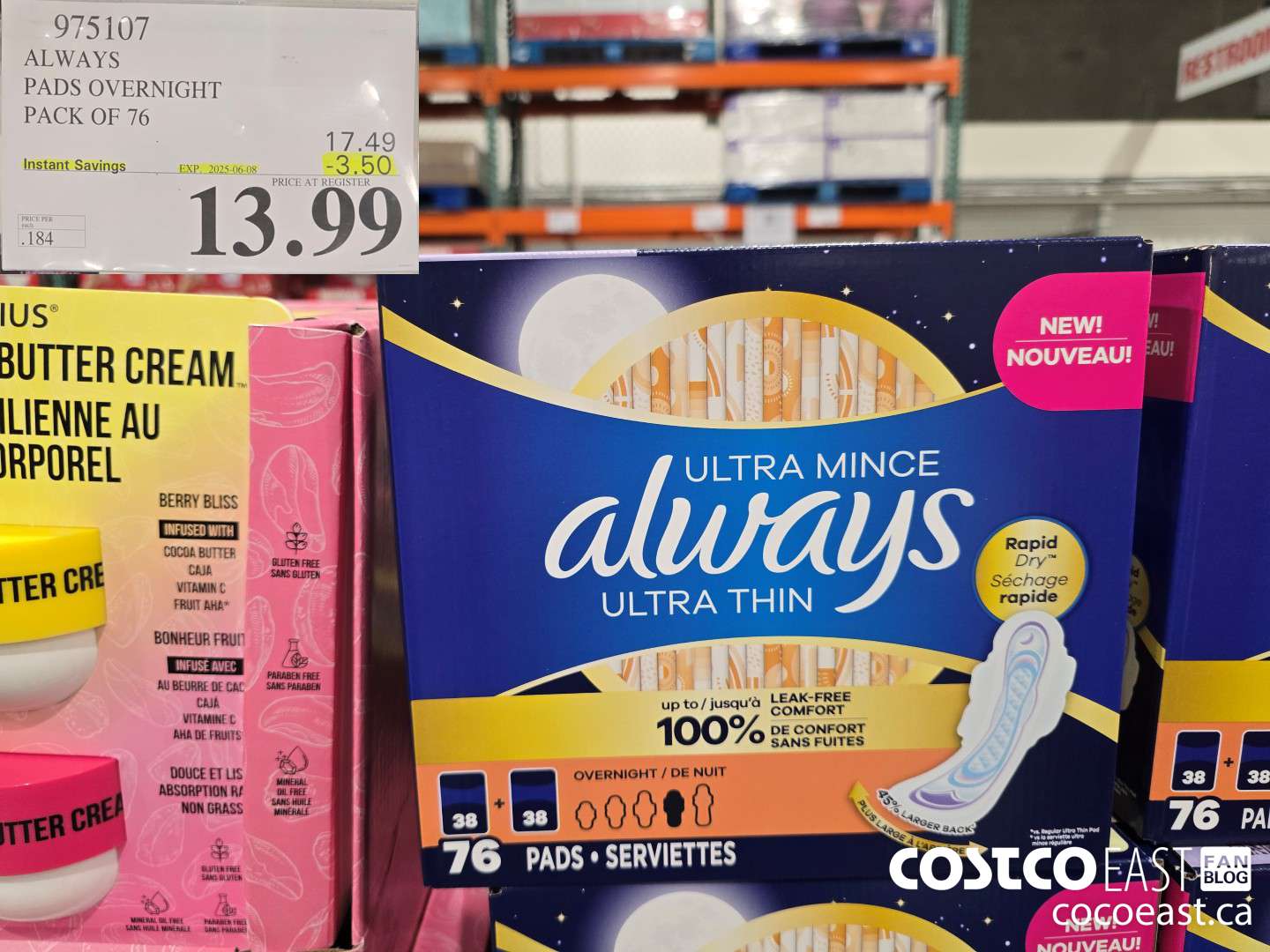 975107 ALWAYS PADS OVERNIGHT PACK OF 76 ($3.50 INSTANT SAVINGS EXPIRES ON 2025-06-08) $13.99