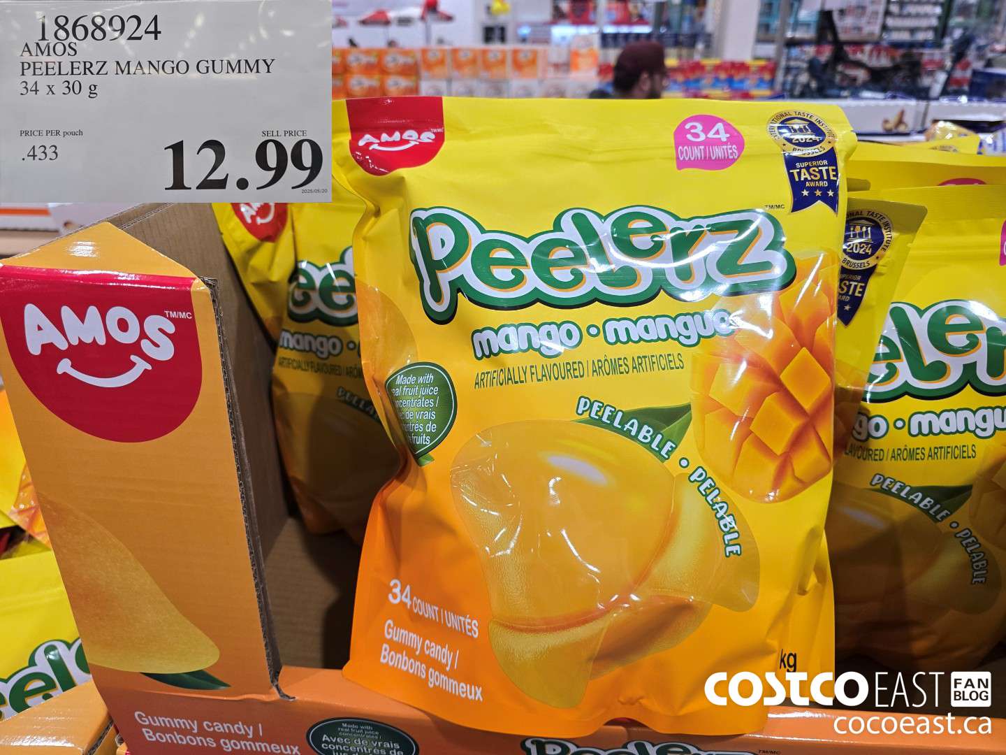 1868924 AMOS PEELERZ MANGO GUMMY 34 x 30g $12.99