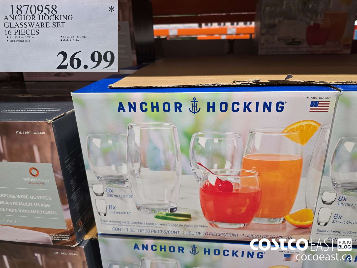 1870958 ANCHOR HOCKING GLASSWARE SET 16 PIECES $26.99