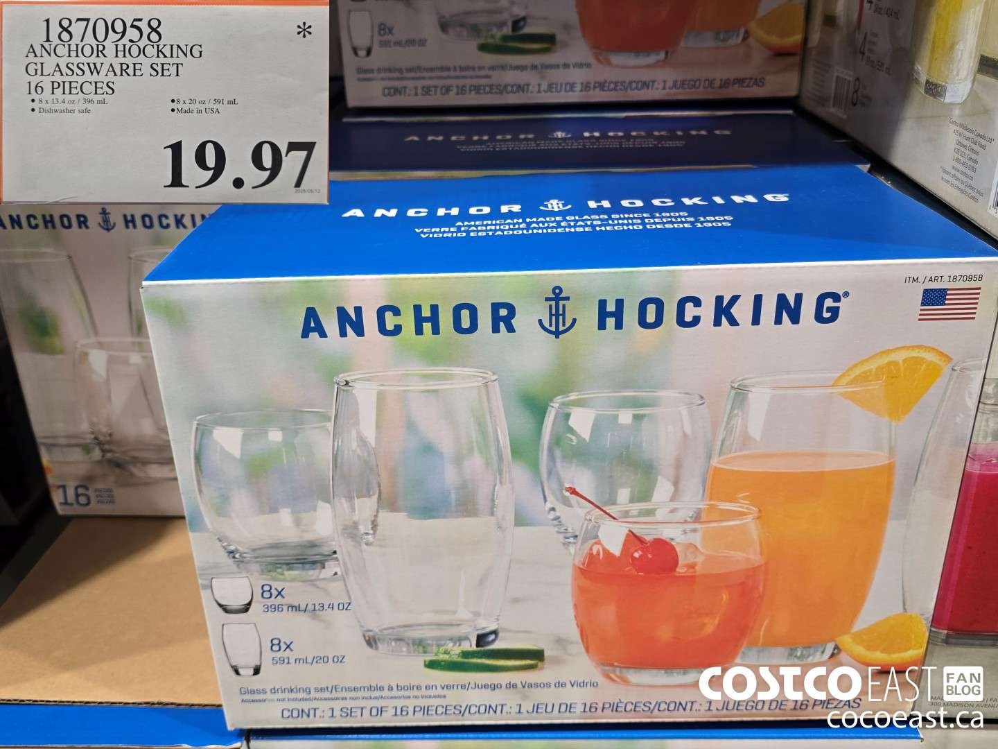 1870958 ANCHOR HOCKING GLASSWARE SET 16 PIECES $19.97