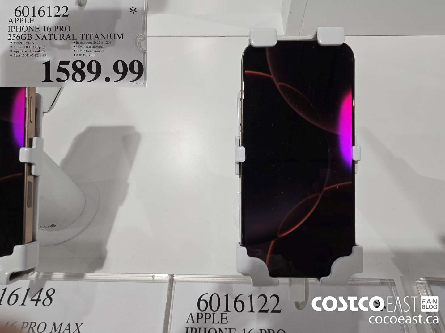 6016122 APPLE IPHONE 16 PRO 256GB NATURAL TITANIUM $1589.99
