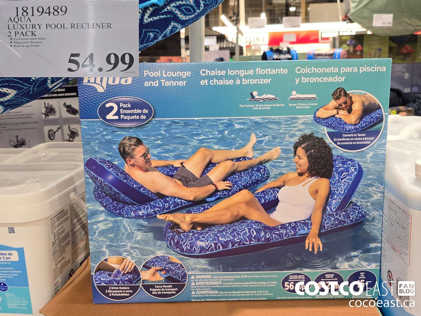 1819489 AQUA LUXURY POOL RECLINER 2 PACK $54.99