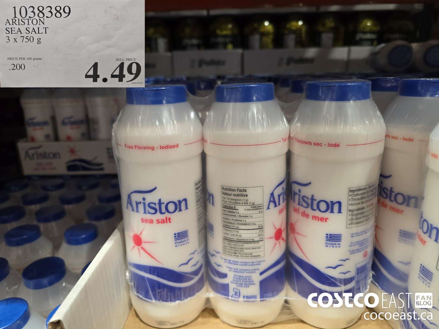 1038389 ARISTON SEA SALT 3 x 750 g $4.49