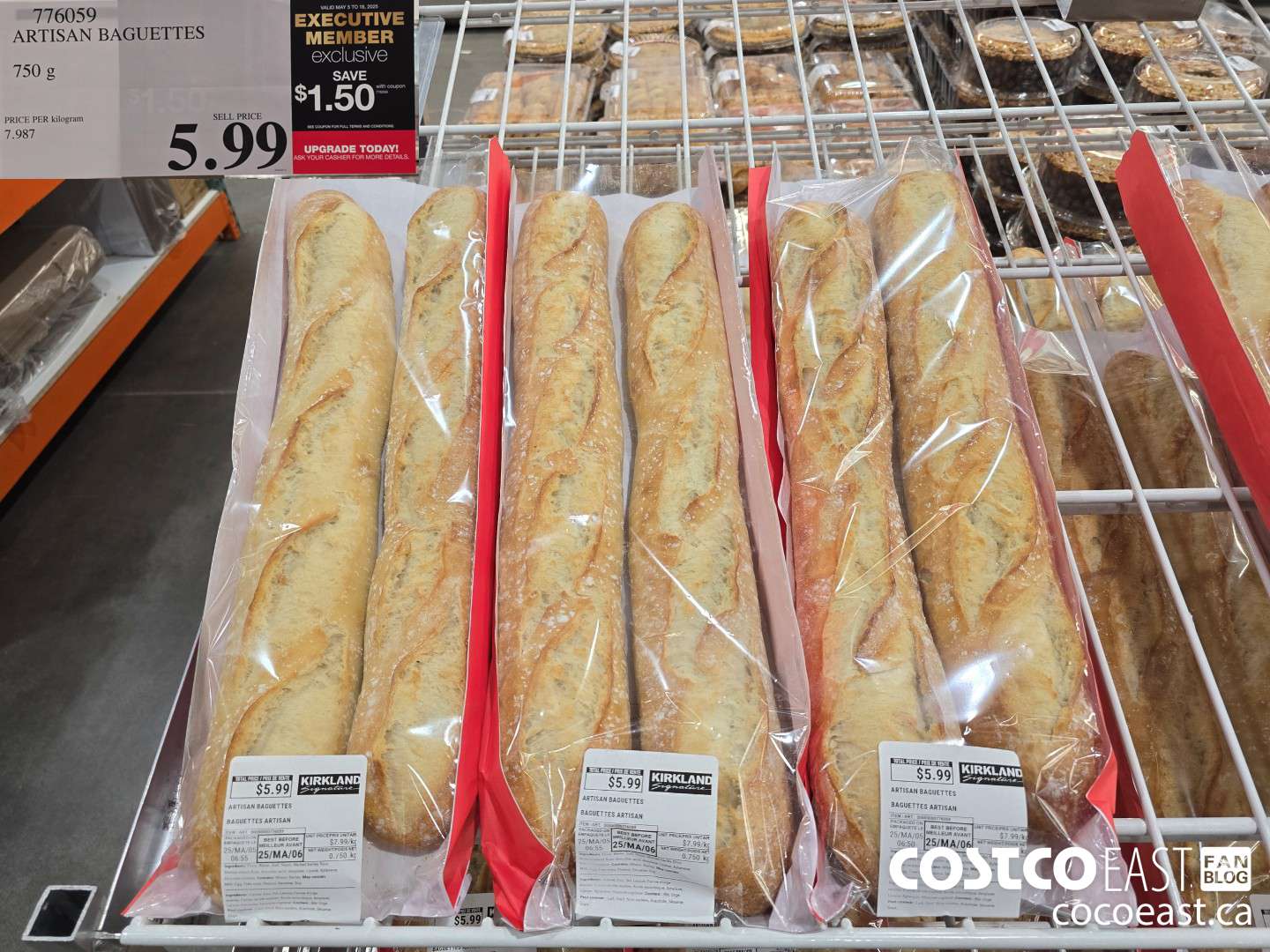 776059 ARTISAN BAGUETTES 750 G ($1.50 INSTANT SAVINGS EXPIRES ON 2025-05-18) $4.49