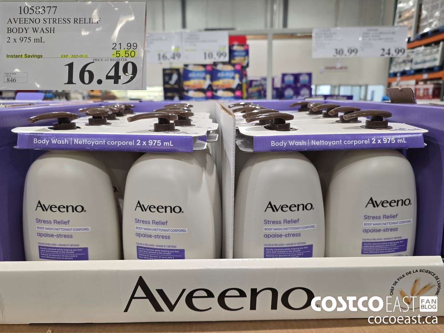 1058377 AVEENO RELIEF BODY WASH 2 x 975 mL ($5.50 INSTANT SAVINGS EXPIRES ON 2025-05-11) $16.49