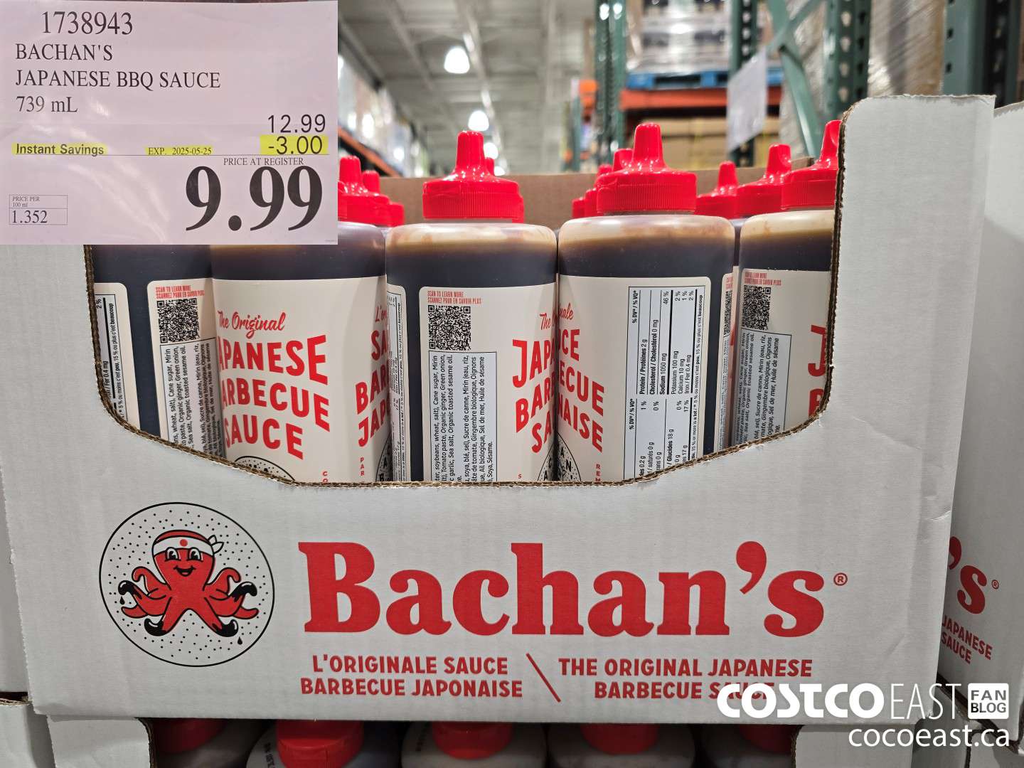 1738943 BACHAN'S JAPANESE BBQ 750 mL ($3.00 INSTANT SAVINGS EXPIRES ON 2025-05-25) $9.99